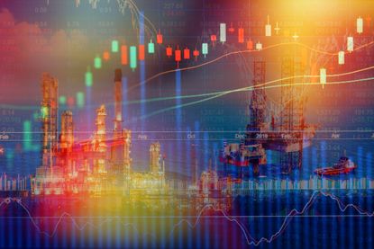 Energy crisis oil rig oil refinery industry background