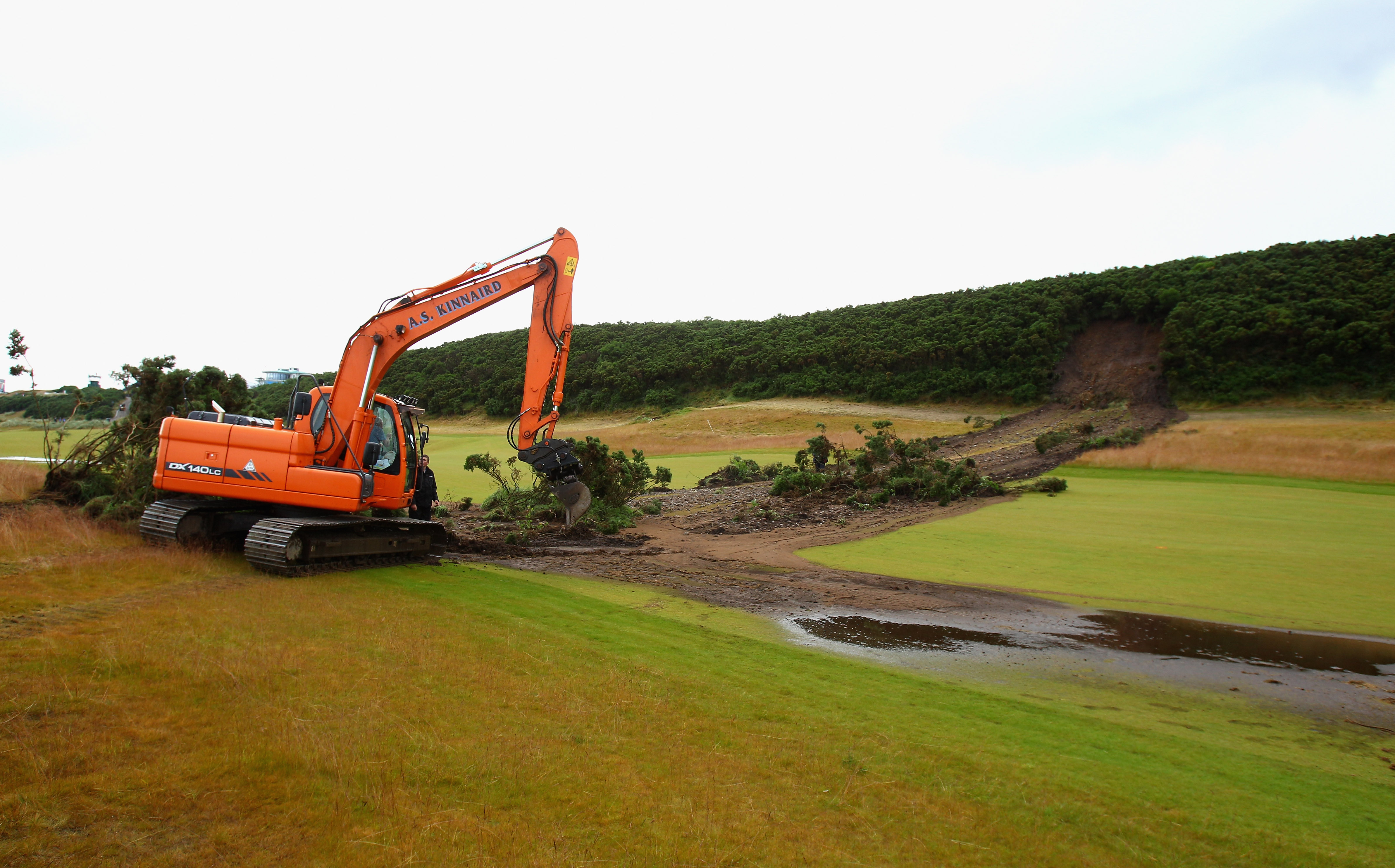 A digger on a golf course