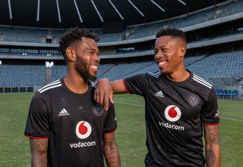 Delighted Orlando Pirates players give new kit thumbs up