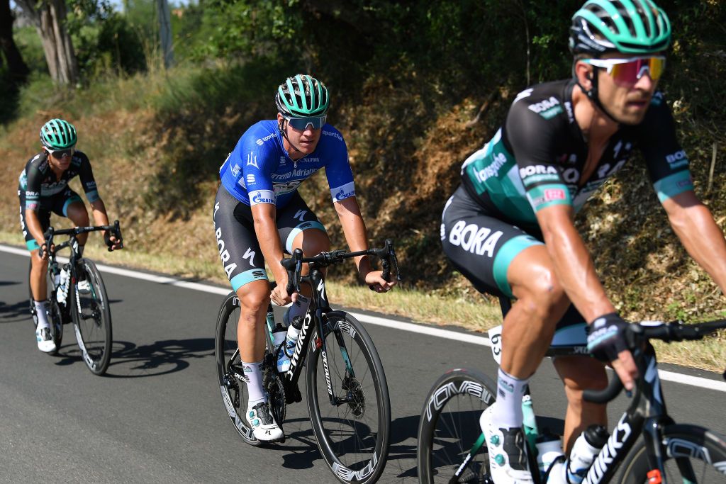 Overall leader Pascal Ackermann during stage 3 at Tirreno-Adriatico