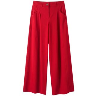 red wide leg trouser