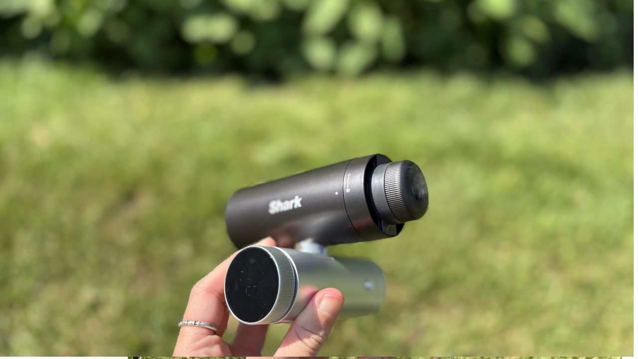 Shark ChillPill 3-in-1 Fan, Mist &amp; InstaChill System being tested outside with the mister