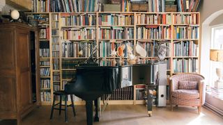 built in shelving library in an Amsterdam factory restoration