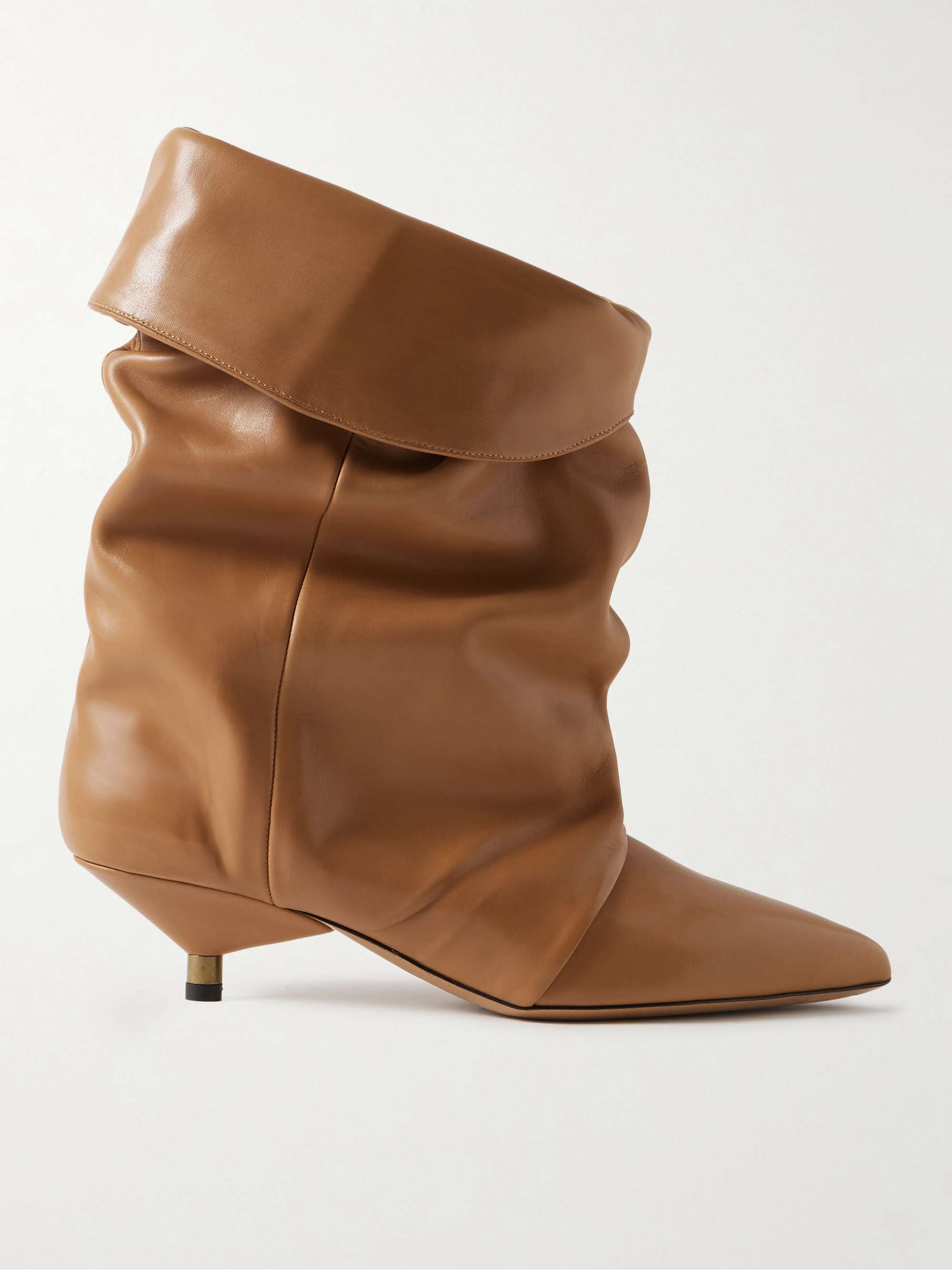 Edrik Gathered Leather Ankle Boots