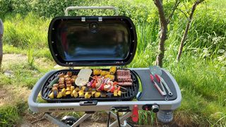 Weber Traveller barbecue in use