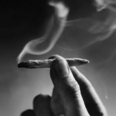 Closeup of a lit marijuana cigarette