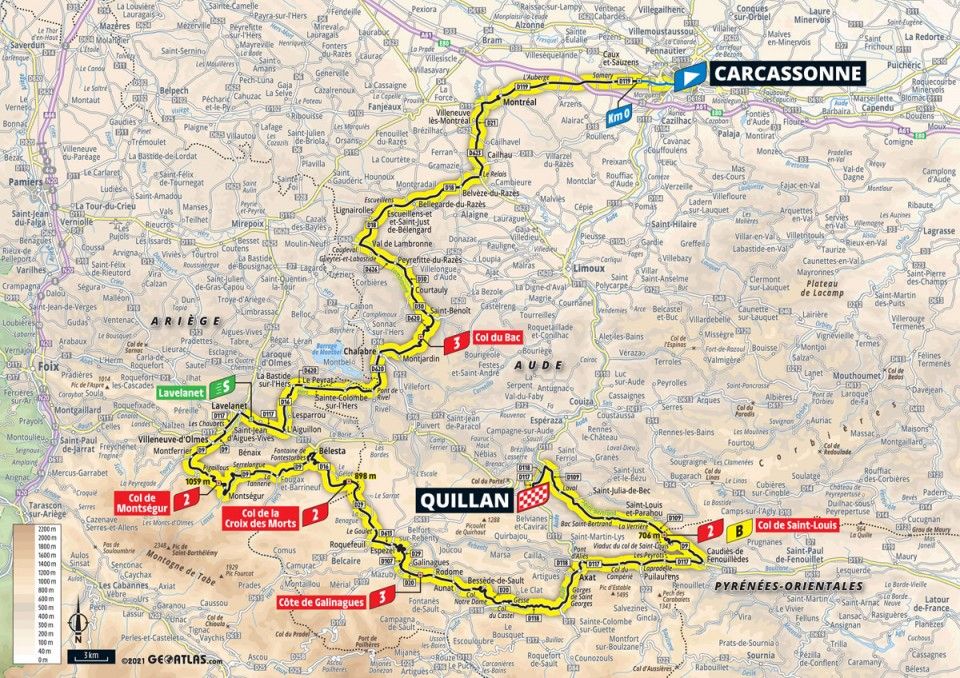 Tour de France 2021 stage 14 profile map