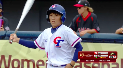 The catcher for Taipei goes up to bat against Canada.