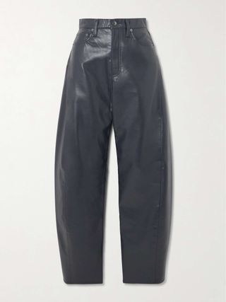 Luna Pieced Recycled Leather-Blend Barrel-Leg Pants