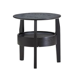 A black coffee table with two tiers