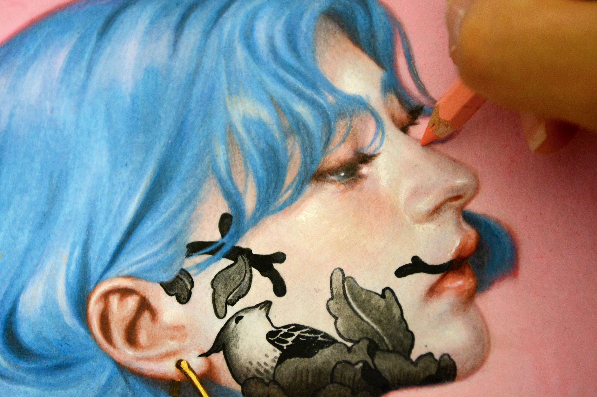 woman's face with a tattoo on it