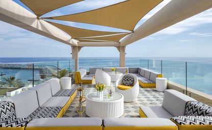 Exterior lounge area at the Fairmont Hotel in Fujairah, UAE 