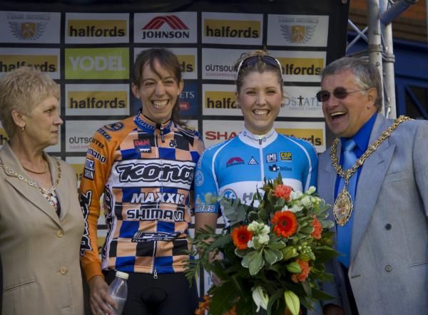 On the podium.