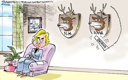 Political cartoon Hillary Clinton 2016 Debate New Hampshire