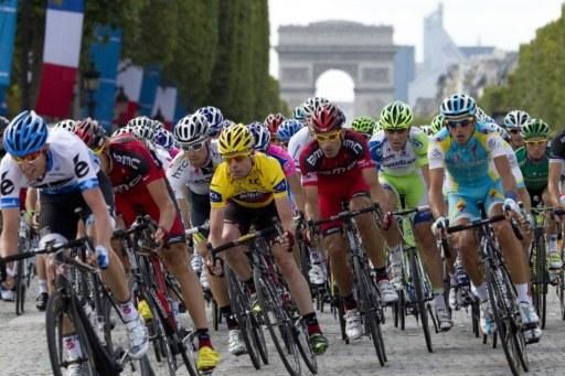 Cadel Evans (BMC) sits in the peloton
