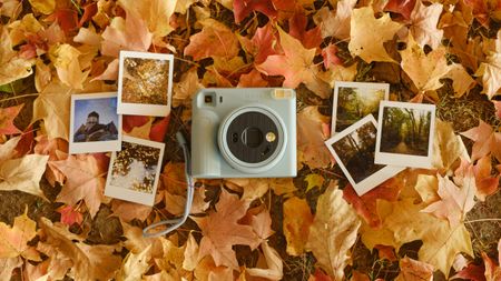 The Fujifilm Instax Square 2 camera photographed outside 