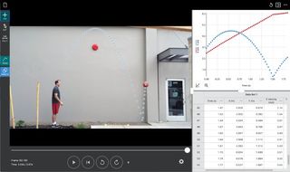 Vernier video analysis video still showing man and bouncing ball.