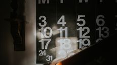 Sunbeams on a wall calendar showing one month.