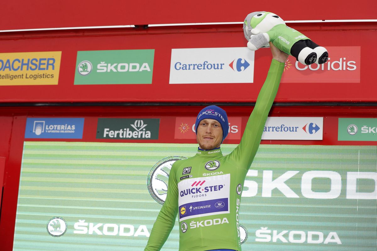 Matteo Trentin in green at the Vuelta a Espa&ntilde;a