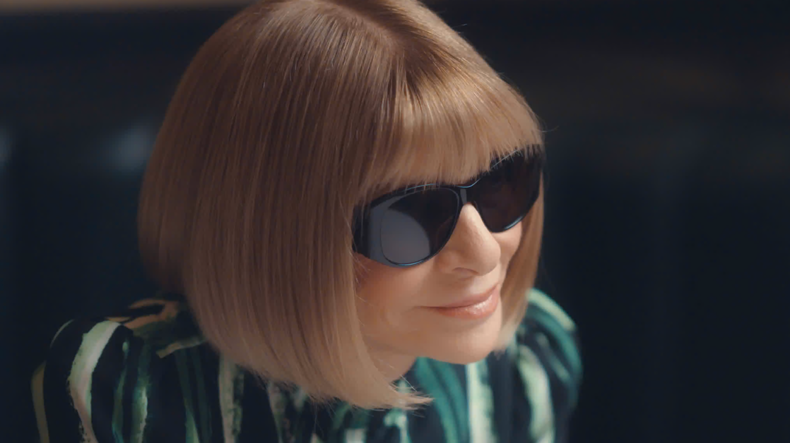 Vogue editor-in-chief Anna Wintour, sporting trademark bob haircut and oversized sunglasses, relives an era for &quot;In Vogue: The 90s&quot; TV docseries