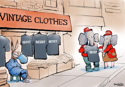 Political Cartoon U.S. GOP Democrats resist Trump Biden