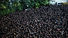 Ultra-Orthodox Jews, also known as Haredim, gather to stage a protest against the compulsory military service in West Jerusalem on June 30, 2024