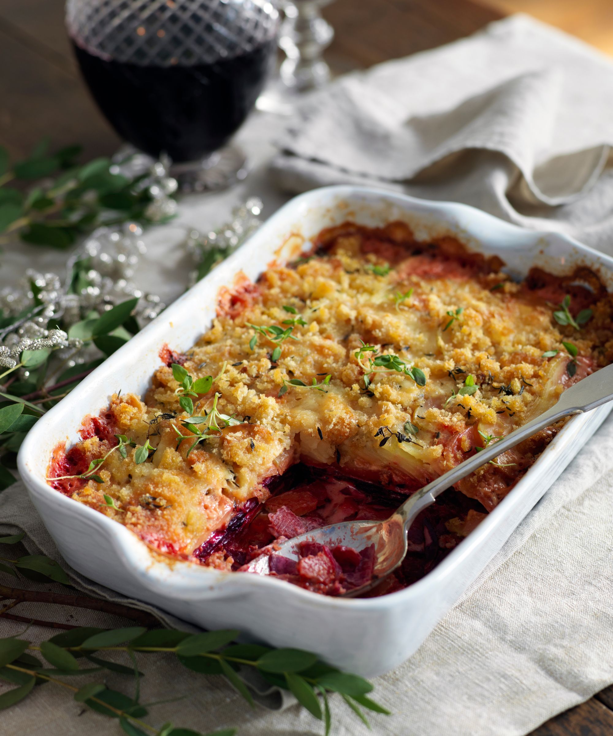 Beetroot and potato gratin