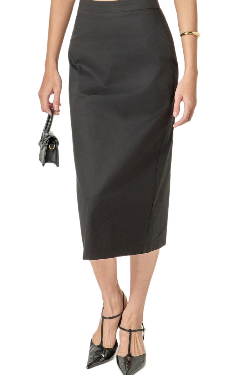 High Waist Column Midi Skirt