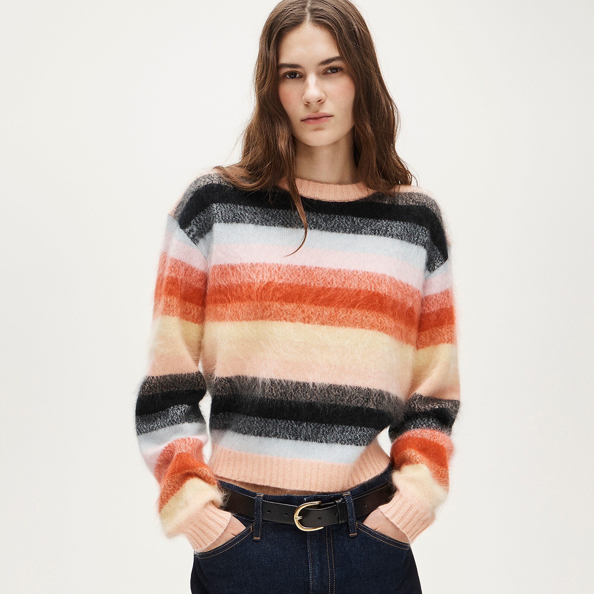 J.Crew, Perfect Brushed Cashmere Crewneck Sweater in Stripe