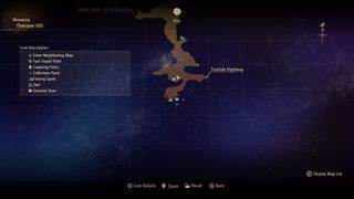 Tales of Arise - a map of Overseer Hill showing an owl marker in the southmost point of the map.