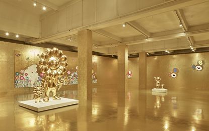 gold room with sculptures