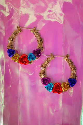Mi Vida floral hoop earrings