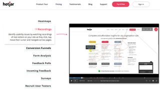 Screengrab of Hotjar homepage