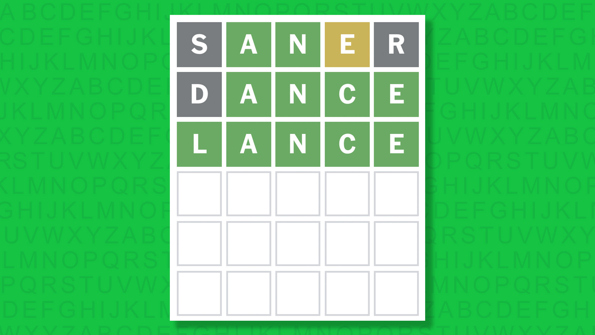 NYT Wordle answer for game 1713 on a green background