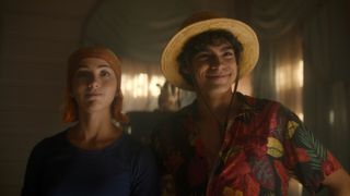 Nami (Emily Rudd) and Luffy (Iñaki Godoy) in Netflix's One Piece