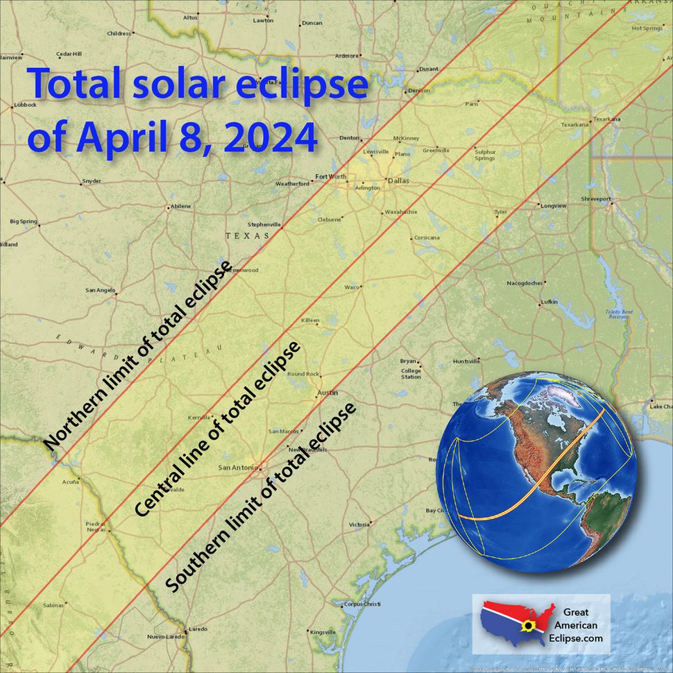 Total Solar Eclipse April 8 2024 Path Time And Date Edie Nettie