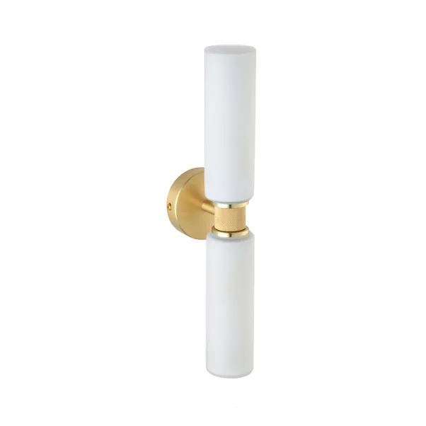 white and satin brass wall light