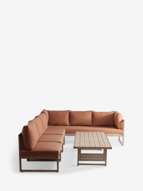 Rust Brown Abel Rattan Garden Modular Sofa and Table Lounge Set