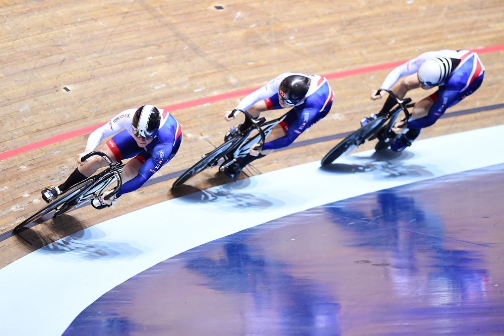 The men's British sprint team in action