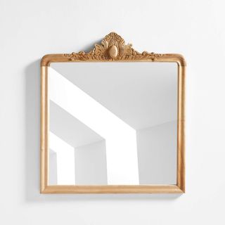 Square mirror with wood frame