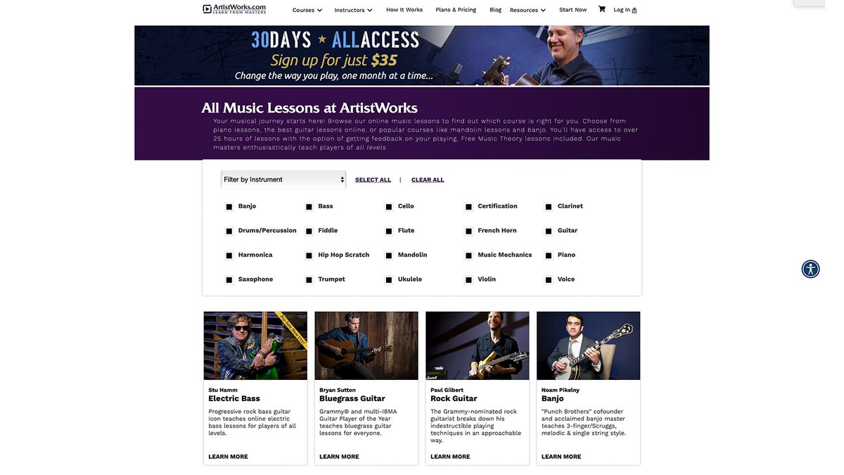 ArtistWorks guitar lesson screen grabs