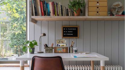 grey panelled home office