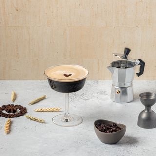 Espresso martini and coffee beans