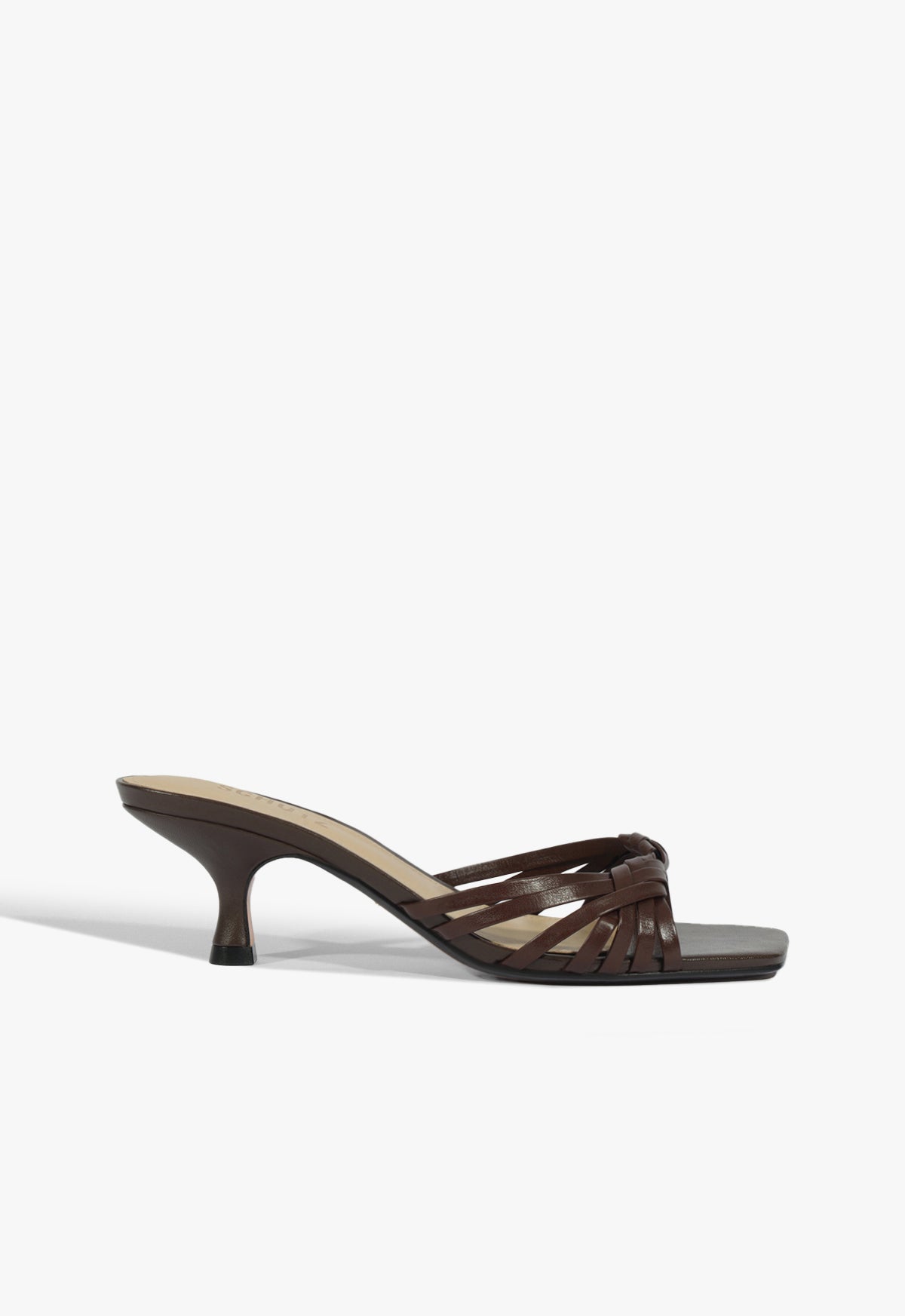 Tara Mule Mid Leather Sandal - 5 / Chestnut Brown / Leather