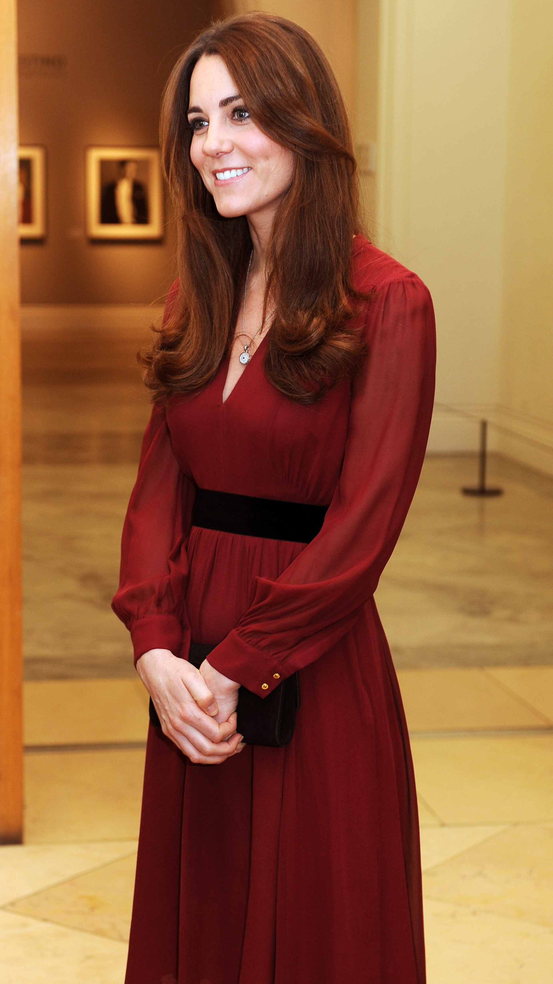 Catherine, Princess of Wales is seen after viewing artist Paul Emsley's new portrait of herself during a private viewing at the National Portrait Gallery on January 11, 2013