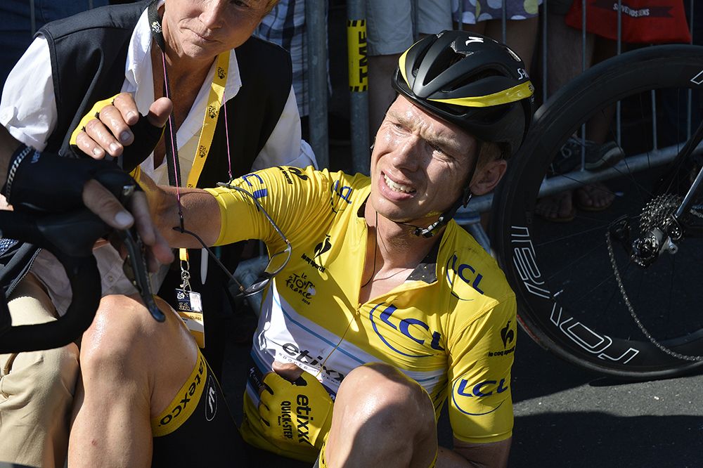 Tony Martin (Etixx-Quickstep) broke his collarbone in the stage 6 crash while leading the Tour de France