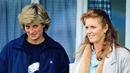 WINDSOR, UNITED KINGDOM - MAY 17: Princess Diana And The Duchess Of York Stand Together As They Watch A Polo Match In Windsor, Berkshire (Photo by Tim Graham Photo Library via Getty Images)