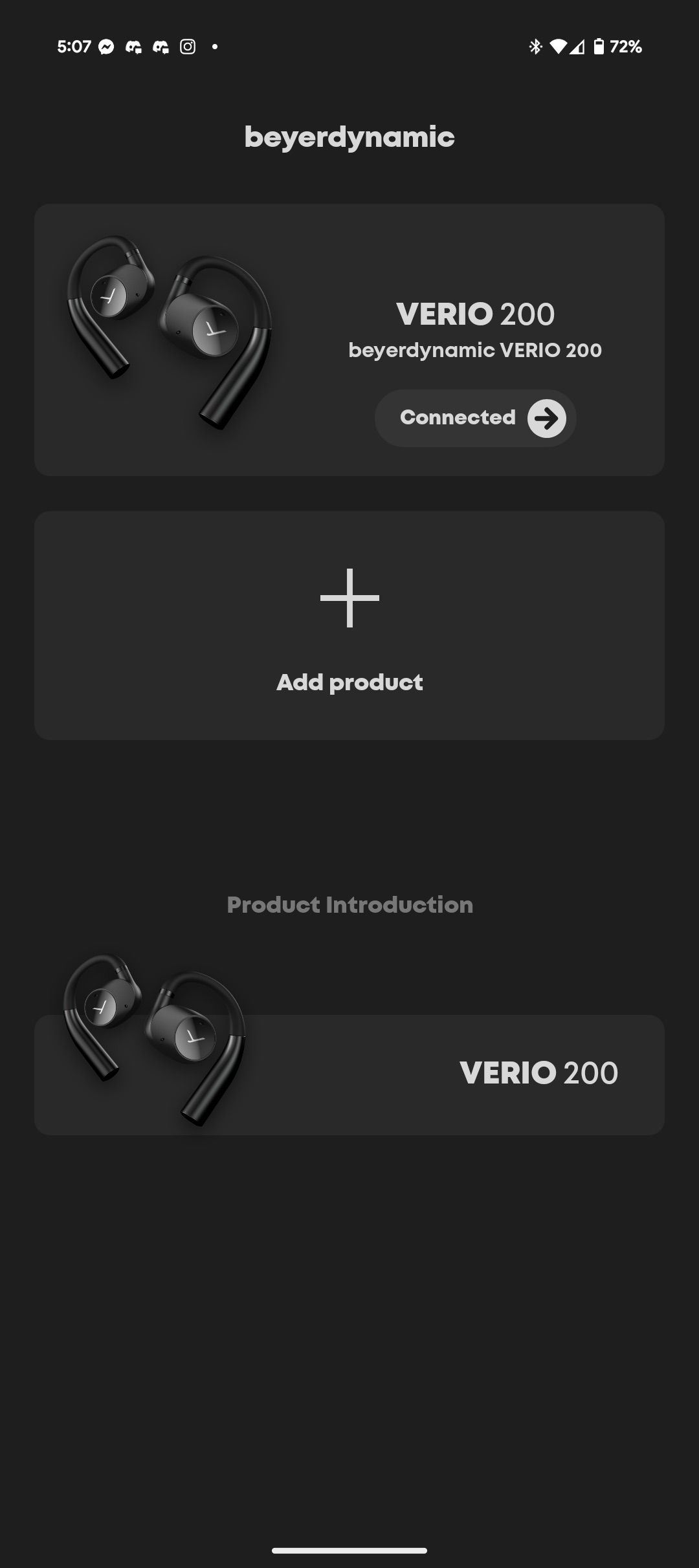 Screenshot of Beyerdynamic app connection screen