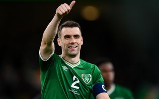 Republic of Ireland defender Seamus Coleman giving a thumb up