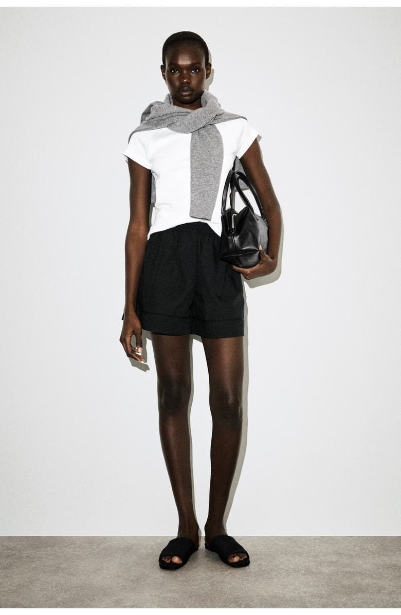 Elasticated Grosgrain-Detail Cotton Shorts